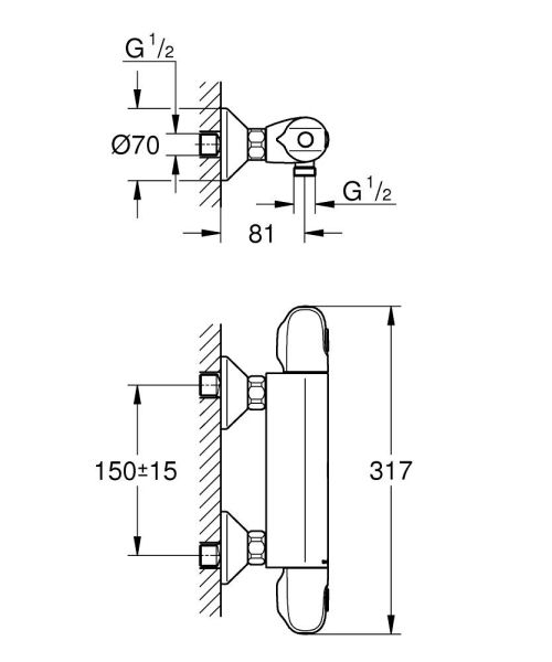 Grohe Grohtherm 1000 Thermostat-Brausebatterie, chrom