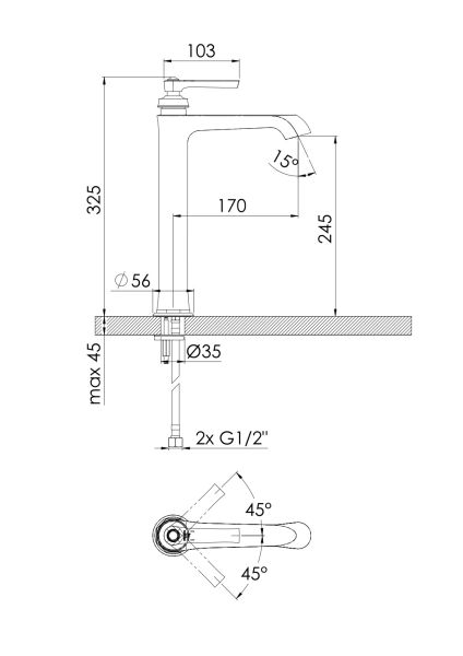 Steinberg Serie 350 Waschtisch-Einhebelmischer ohne Ablaufgarnitur