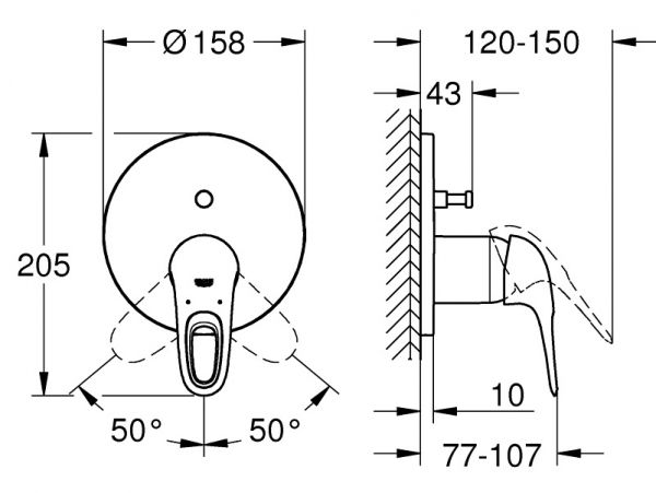 Grohe Eurostyle Einhand-Wannenbatterie, offener Hebelgriff, chrom