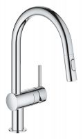 Grohe Minta Küchenarmatur, C-Auslauf ausziehbar, 2 Strahlarten