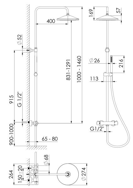 Steinberg Serie 315 LED-Duschsystem mit Thermostatarmatur