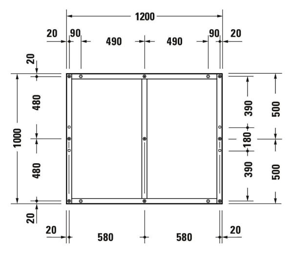 Duravit Tempano Fußgestell höhenverstellbar 70 - 100mm 1200x1000x85mm