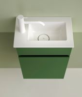Burgbad Lin20 Gästebad Mineralguss-Handwaschbecken mit Waschtischunterschrank und 1 Tür, links 42x27cm SGIE042R