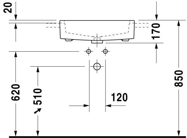 Duravit Vero Halbeinbauwaschtisch 55x47cm, mit Überlauf, mit Wondergliss, weiß 03145500001