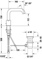 Vorschau: Duravit C.1 3-Loch Waschtischarmatur mit Zugstangen-Ablaufgarnitur, chrom