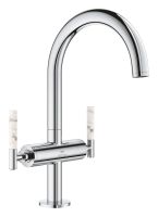 Vorschau: Grohe Atrio 2-Griff-Waschtischarmatur L-Size mit Push-Open mit Atrio Hebelgriffe aus White Attica Caesarstone 48458000, 21134000