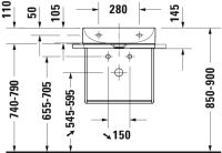 Vorschau: Duravit DuraSquare Waschtisch rechteckig 50x40cm, ohne Hahnloch, ohne Überlauf, WonderGliss, weiß