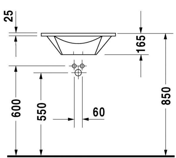 Duravit Starck 1 Waschtisch rund Ø58cm, mit 1 Hahnloch und Überlauf, WonderGliss, weiß