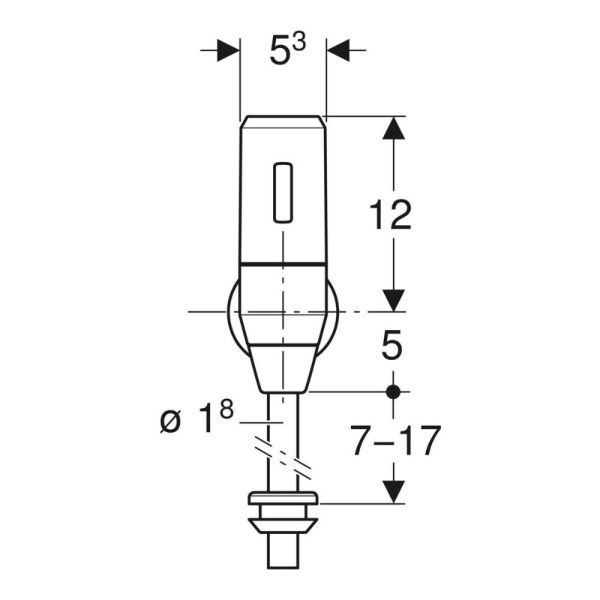 Geberit Druckspüler für Urinal, mit elektronischer Spülauslösung, Batteriebetrieb, Aufputz, chrom