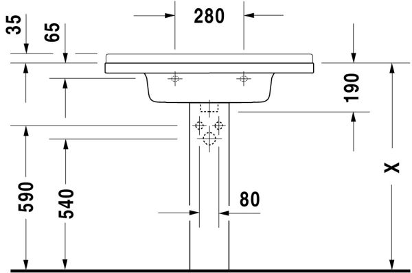 Duravit Starck 3 Waschtisch rechteckig 85x48,5cm, mit 1 Hahnloch, mit Überlauf, WonderGliss, weiß 03048000001