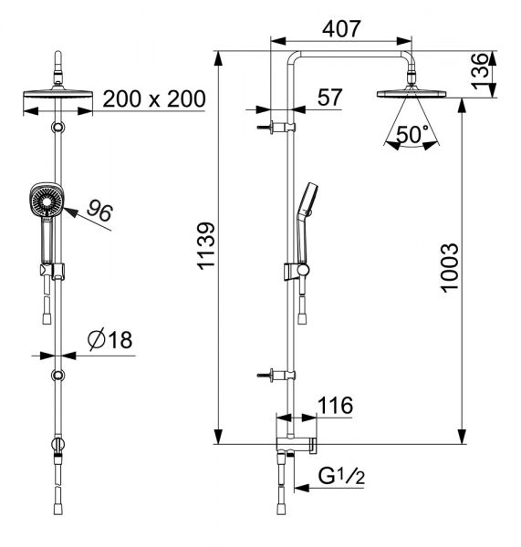 Hansa Hansabasicjet Style Duschsystem mit wasserführender Brausestange, chrom