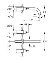 Vorschau: Grohe Atrio 3-Loch-Waschtischarmatur Unterputz für Atrio Hebelgriffe 48458-9/48646