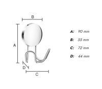 Vorschau: Smedbo Puck selbstklebender Doppel-Haken Ø5,5cm, chrom