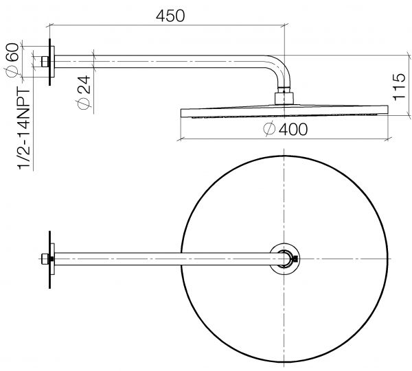 Dornbracht Regenbrause Ø40cm mit Wandanbindung FlowReduce