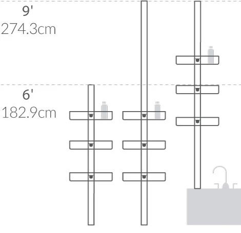 simplehuman Spann-Duschkorb 1,8 - 2,7m, edelstahl/ aluminium eloxiert