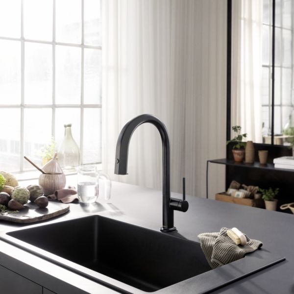 Hansgrohe Aqittura M91 FilterSystem 210 sBox, Ausziehauslauf, 1jet sBox schwarz 76826670