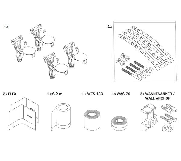 Kaldewei Installationsset für Badewanne BIS 5044