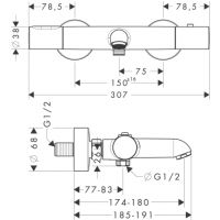 Vorschau: Axor Citterio M Wannenthermostat Aufputz