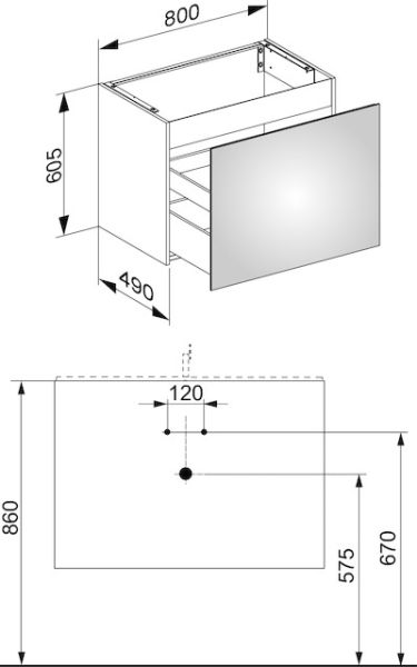 Keuco X-Line Waschtischunterbau mit Frontauszug, 80x60,5x49cm 33162180000