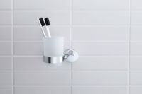 Duravit D-Code Zahnputzbecher wandhängend, links, chrom 0099191000