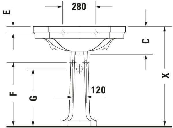 Duravit Serie 1930 Waschtisch oktogonal 70x50cm, mit Überlauf, ohne Wondergliss, weiß 0438700000