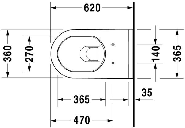 Duravit Starck 3 Wand-WC 62x36,5cm, oval, HygieneGlaze, Durafix, weiß