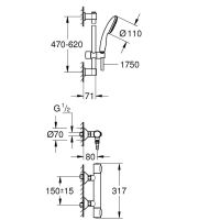 Vorschau: Grohe QuickFix Precision Flow Duschthermostat mit Brausestange 60cm & Handbrause, chrom