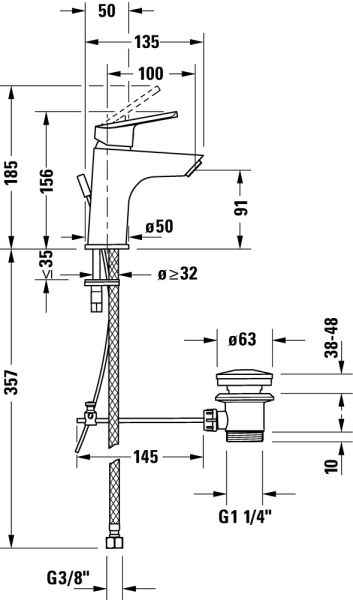 Duravit Duravit No.1 Einhebel-Waschtischarmatur S Zugstangen-Ablaufgarnitur, chrom N11010001010