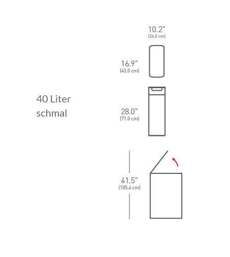 simplehuman schmaler touch-bar Abfalleimer 40 Liter, edelstahl gebürstet