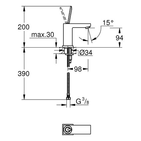 Grohe Eurocube Joy Einhand-Waschtischbatterie, S-Size, chrom