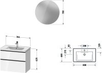 Vorschau: Duravit D-Neo Möbel-Set 80cm mit Waschtisch, Waschtischunterschrank und rundem Spiegel