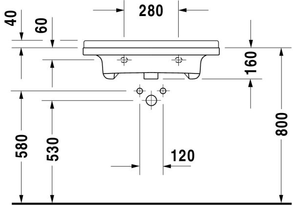 Duravit Starck 3 Waschtisch rechteckig 70x54,5cm, mit 1 Hahnloch, mit Überlauf, WonderGliss, weiß 03097000001