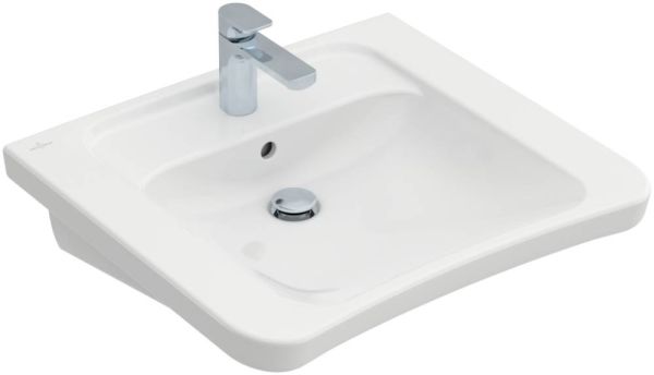 Villeroy&Boch ViCare Waschbecken mit 1 Hahnloch, barrierefrei, 65x55cm mit überlauf 51786701