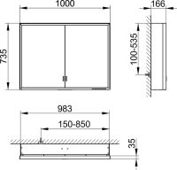 Vorschau: Keuco Royal Lumos Spiegelschrank für Wandvorbau, 2 lange Türen, 100x73,5cm 143041723011