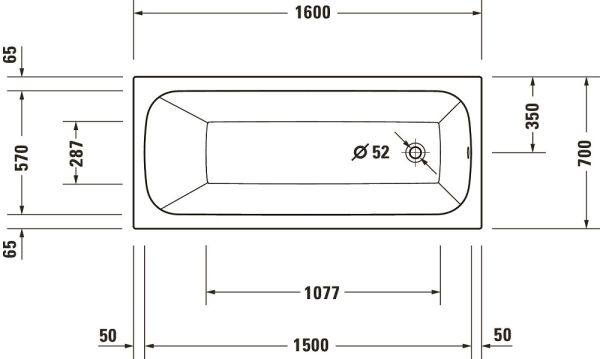 Duravit Qatego Einbau-Badewanne rechteckig 160x70cm, weiß