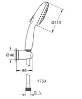 Vorschau: Grohe QuickFix Vitalio Start 110 Wandhalterset inkl. Handbrause 3 Strahlarten, chrom