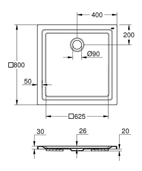 Grohe Universal Duschwanne 80x80x3cm, weiß 39302000 2