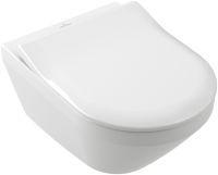 Vorschau: Villeroy&Boch Architectura TwistFlush[e³] Wand-WC rund, Tiefspüler, weiß 4694C0 WC-Sitz SlimSeat 9M70S101