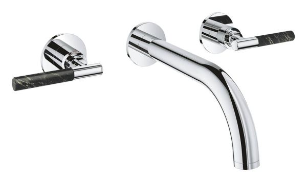 Grohe Atrio 3-Loch-Waschtischarmatur Unterputz für Atrio Hebelgriffe aus Vanilla Noir Caesarstone 48459000, 20587000