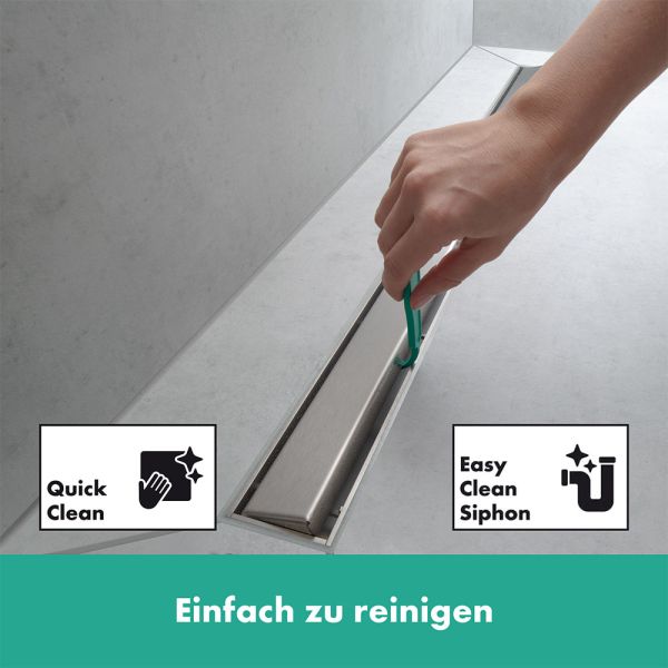 Hansgrohe RainDrain Compact Komplettset Duschrinne 80cm, Standardinstallation, edelstahl gebürstet