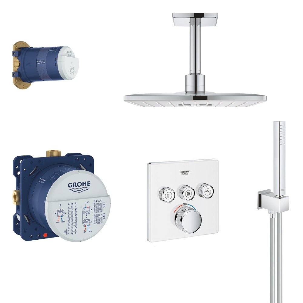 Grohe Grohtherm SmartControl Duschsystem Deckenmontage, chrom/moon ...