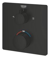 Vorschau: Grohe Grohtherm Thermostat-Brausebatterie mit integrierter 2-Wege-Umstellung, eckig, matt black