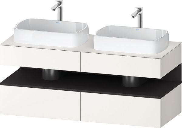 Duravit Qatego Unterschrank für 2 Aufsatzbecken 140x55cm in weiß supermatt Antifingerprint, mit offenem Fach in graphit supermatt Antifingerprint QA4767