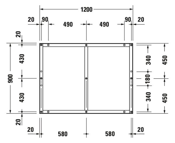 Duravit Tempano Fußgestell höhenverstellbar 70 - 100mm 1200x900x85mm