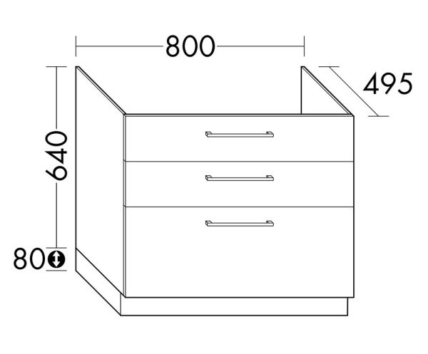Burgbad Crono Waschtischunterschrank für Aufsatzwaschtisch mit 3 Auszüge, 80x49,5x72cm, bodenstehend SEVI080F1786G0141