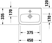 Vorschau: Duravit DuraStyle Handwaschbecken 45x33,5cm mit 1 Hahnloch, ohne Überlauf, weiß 0708450000