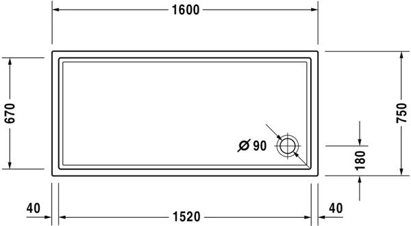 Duravit Starck Slimline Duschwanne rechteckig 75x160cm, Sanitäracryl, weiß