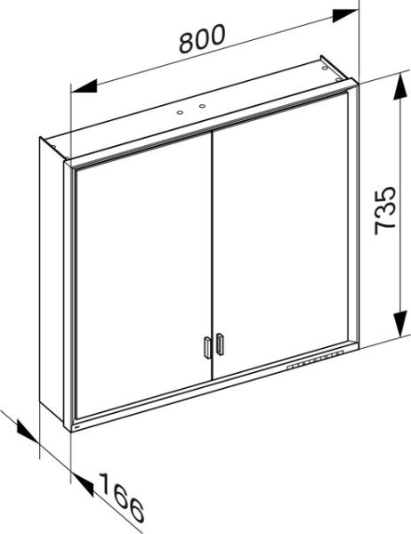 Keuco Royal Lumos Spiegelschrank für Wandvorbau, 2 lange Türen, 80x73,5cm 14302172301