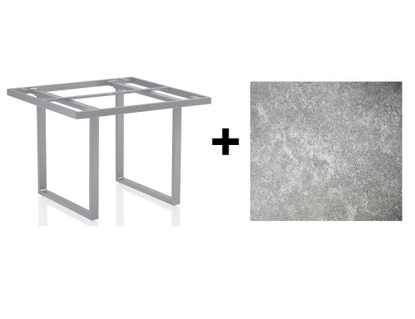 KETTLER SKATE Casual Dining Outdoor-Tisch mit Keramik-Glas-Tischplatte 95x95, silber/anthrazit