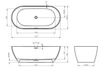 Vorschau: RIHO Solid Surface Bilbao freistehende Badewanne 170x80cm, weiß matt/schwarz matt